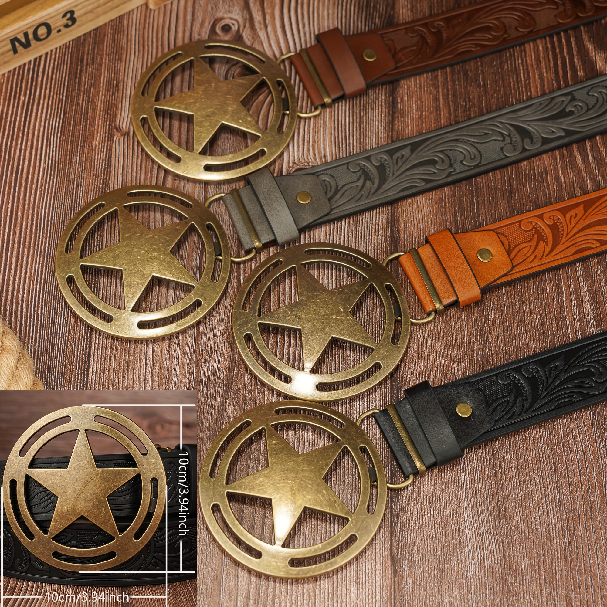 Magic Retro Phoenix Tail Pattern PU Embossed Belt